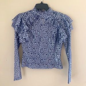 NWOT F21 Metallic Blouse w/ Ruffle Detail